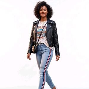 Denim Couture Light Blue Size 7 Skinny Jeans Blue Red White Side Stripe NWT